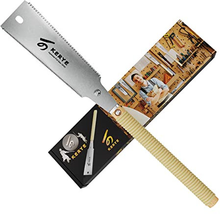 KERYE Japanische Zugsäge 9,5 Zoll, Handsäge mit Doppelkanten von 10/17 TPI und austauschbarer Klinge, Ryoba Bündigschnittsäge, scharfe und leichte Holzbearbeitungswerkzeuge, Geschenke für Männer und