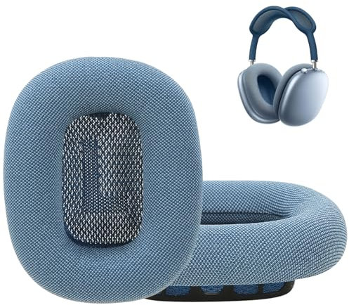 Earrock Ohrpolster-Abdeckung, kompatibel mit Apple AirPods Max, Ersatz-Stoffohrpolster-Abdeckungen mit Memory-Schaum und Magnet, Himmelblau, Dunkelblau