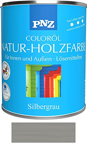 PNZ Natur-Holzfarbe Coloröl Holzschutz von Gartenwelt Riegelsberger Holzlasur UV-Schutz Premiumklasse Silbergrau 0,75 Liter