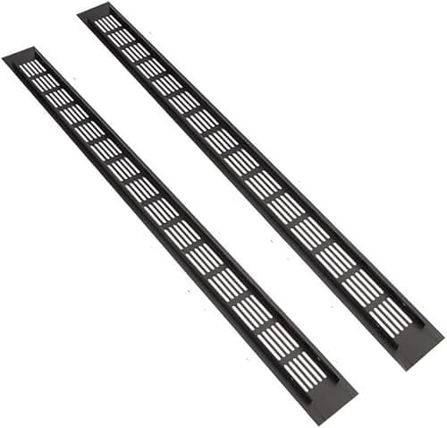 2 Coperture Nere per Griglia di Ventilazione 600 mm x 50 mm in Lega di Alluminio per Prese D'aria Della Cucina, Prese D'aria per Armadietti, Prese D'aria per Frigoriferi, Griglie di Ventilazione