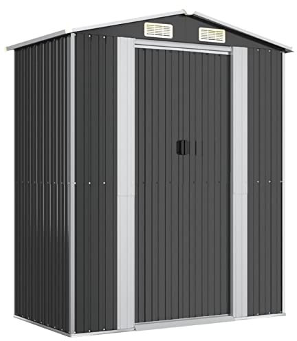 Tidyard Garden Shed Metal Garden Storage Shed Garden Metal Tool Shed Garden Storage Unit Gardening Tool Storage Anthracite 192x108x223 cm Galvanised Steel
