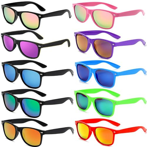FSMILING 10er Pack Party Sonnenbrille Set Bunte Sonnenbrille Pack Neon Party Brille Für Damen Herren Fasching Karneval Sommer Beach Pool Party