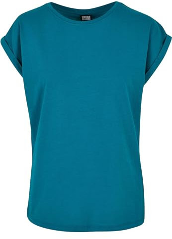 Urban Classics Damen T-Shirt Ladies Extended Shoulder Tee, T-Shirt mit überschnittenen Schultern, aus Baumwolle, erhältlich in vielen Farben, Watergreen, XS