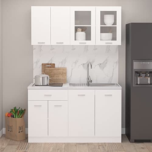 BaraSh Set Armadi da Cucina 4 pz Bianco in Truciolato,Set Armadi da Cucina,Mobili Arredi Salvaspazio(SPU:3067655)