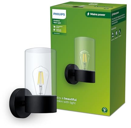 Philips Outdoor Flareon Wandleuchte rund, max. 25W, exkl. Leuchtmittel, IP44 wetterfest, schwarz