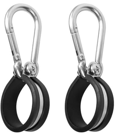 2 abrazaderas de cable de goma con mosquetón – 40 mm abrazaderas de tubo de acero inoxidable con inserto de goma, abrazaderas P Clips, abrazaderas de manguera de alambre de metal