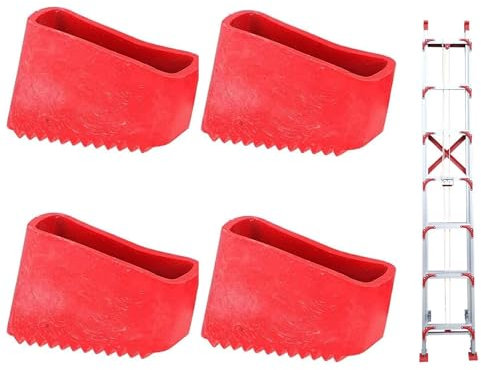 4 x Leiterfüße, Ersatzfüße für Leitern, Gummifüße für Leiter, Schutzkappen für Leitern, Gummistopper für Leiter, Gasfeste Haltung, für Leitern(Rot)