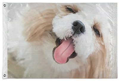Smile Dog Puppy Flagge, Polyester, Outdoor-Dekoration, Banner mit 2 Ösen, 90 x 150 cm