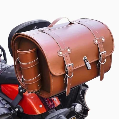 JDUYHS Motorrad Hecktasche für Piaggio Medley 2017-2023, Motorrad Topcase Große Kapazität Topcase für Roller Motorrad Werkzeugtasche Leder wasserdichte Packtaschen,A Brown