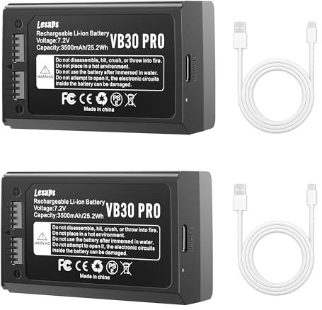 2-Pack VB30 Battery 7.2V 3500mAh Rechargeable Li-ion for GODOX V1/V1PRO – Replacement for VB26 with Type-C Cable, Compatible with V860III, V850III Flash