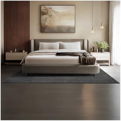tectake® Flauschiger Kurzflor Teppich, waschbar, für Wohnzimmer, Badezimmerteppich, Küchenteppich, Teppich Flur, Home Deko, rutschfest, allergikerfreundlich, anthrazit, 160 x 230 cm