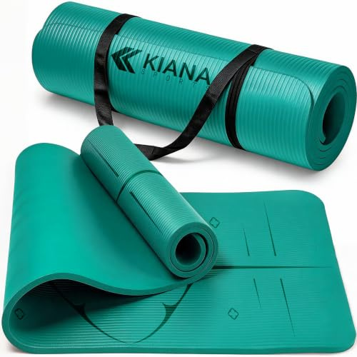 KIANA SPORTS Gymnastikmatte Premium inkl. Tragegurt | Rutschfeste Sportmatte & Fitnessmatte | Yogamatte Dick | Pilates Matte für Zuhause | Phthalatfreie Yoga Matte | Trainingsmatte & Yoga Mat