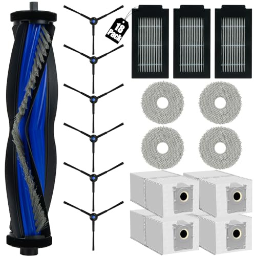 KGC 18 pezzi Accessori Ricambi per Ecovacs Deebot T50 Pro Omni Gen2, T50 Pro Omni(Nero/Bianco), T50 Omni, T50 Omni Gen2, 1 Spazzola Principale, 4 Sacchetti, 4 Panni, 3 Filtri, 6 Spazzole Laterali