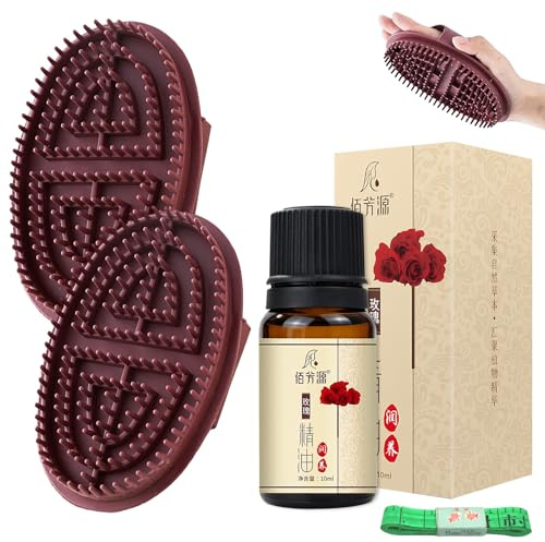 2pcs Meridian Massagebürste mit 10ml Ätherische Öle und 1,5-Meter-Maßband | Professional Meridian Massagebürste, Five Elements Meridians Brush, For Waist, Abdomen, Head, Leg