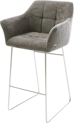 DELIFE Barstuhl Yulo-Flex Kufengestell Edelstahl Silberfarben Bouclé Soft Schlamm