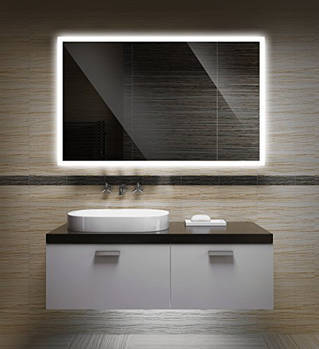 Bilderdepot24 Badezimmerspiegel mit Beleuchtung LED Spiegel - 50x40 cm - Badspiegel mit Licht - Design Spiegel für Bad und Gäste WC hinterleuchtet - beleuchteter Wandspiegel Rahmenlos - OW-LED