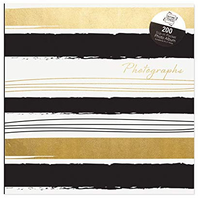 Tallon Black & Gold Stripes 6x4 Photo Album Memo Slip in Holds 200 Photos