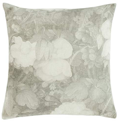 Homing Kissenhülle Kissenbezug beige grau | Dekokissen Floral Blumen | beige Bedruckt modern | Kinderzimmer Wohnzimmer Schlafzimmer | (1 Stück) 45x45 cm dekorativer Kissenbezug