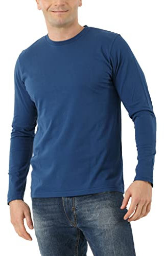 ALBERT KREUZ Herren Langarmshirt Bio-Stretchbaumwolle Rundhals mit Knopfleiste gerippt Grau XL