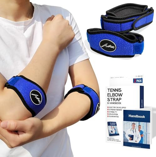 Dr. Arthritis Von Ärzten Entworfen, Ellenbogen Bandage, Verstellbare Tennisarm Manschette, Ellenbogenbandage für Golferarm, Ellenbogenschoner für Links und Rechts, 2er-Pack, Blau