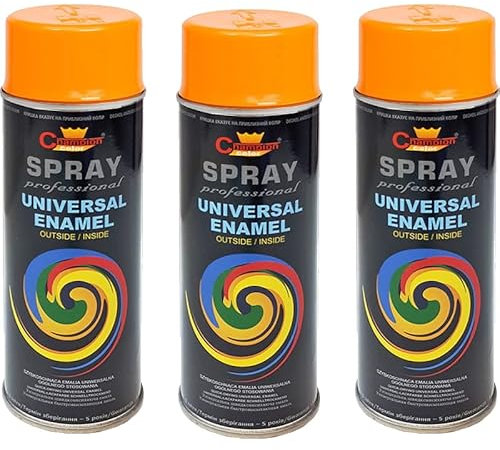 VE-INDUSTRIES Lackspray nach RAL 3er Sparpack Spraydose 400ml Buntlack für Holz, Metall (1028 Melonengelb)
