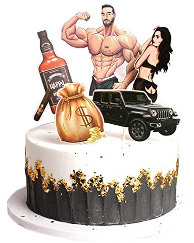 Borsgye 25 Stück Muskelmann Kuchenaufsätze Harz 3D Tortenstecker Cupcake Deko Tortendeko Tortenaufsatz Junggesellen Party Torten Muffin Kuchen Aufsatz Topper für Bachelor Jahrestag