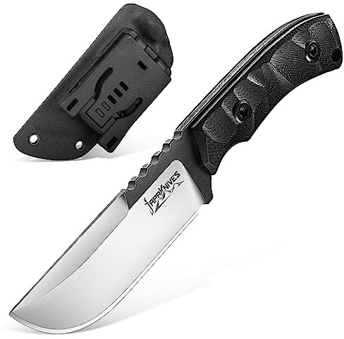 Japaknives Survival Outdoor Messer mit G10 Griff,Jagdmesser Feststehende Klinge,Survival Messer mit Kydex Scheide,Bushcraft Messer for Camping Trekking Angeln,Ideal als Geschenk