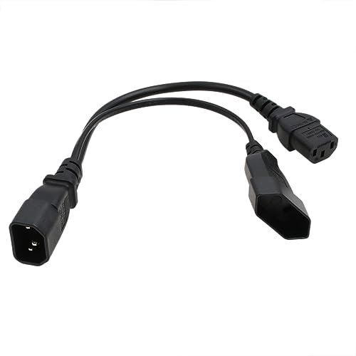 HangTon Cavo di alimentazione UPS PDU splitter a Y, cavo di prolunga IEC320 C14 maschio a C13 femmina + presa europea CEE7/1 10A 12 per computer