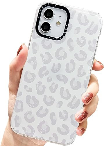AMART Case for iPhone 12/12 Pro - Cute, Clear with Gray Leopard Pattern Design, Cheetah Print Soft TPU Bumper, Shockproof Protective Cover for 6.1'' Screen