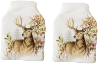 2 x Mini Hot Water Bottles - Reusable Hand Bend Gel Warmers - Instant Hand/Glove/Sock/Pocket Warmers for Cold Days - AUTUMN STAG Design - 11.5 cm