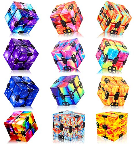 LANTIANCHEN 12 Pack Infinity Cube Fidget Toy, Fidgeting Game for Adults, Cool Mini Gadget Best for Stress and Anxiety Relief and Kill Time for ADD/ADHD/OCD