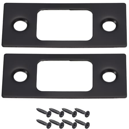 sourcing map Door Strike Plate, 2Pcs 57mm x 25.5mm 201 Stainless Steel Latch Deadbolt Strike Plate for Door Frame Door Jamb, Black
