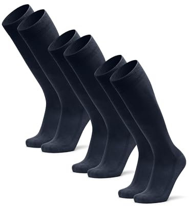 DANISH ENDURANCE Chaussettes Montantes en Fibre de Bambou Ultra Douce, Hautes, Homme Femme, 3 Paires Bleu Marine 39-42