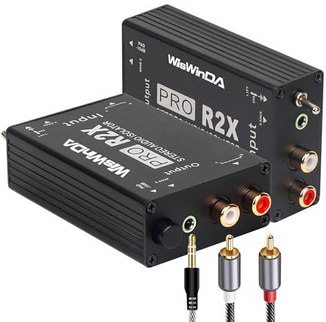 WisWinDa Noise Isolator RCA Audio Hum Eliminator (No Affects Bass) Noise Filter Aluminum Shell Ground Loop Noise Isolator for HiFi Stereo Home Theater Car Audio Player Plug&Play (RCA/3.5 Aux Isolator)