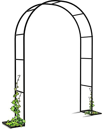 Gartenbogen aus Metall, Rosenbogen for Kletterpflanzen Clematis, Rankhilfe Spalier, Pergola, wetterfester Kletterbogen, Hochzeitsbogen, Torbogen, Spalier, Gartenlaube, Rosen, Rankhilfe Spalier(Black,3