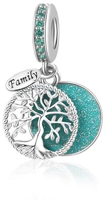 SBI Jewelry Sparkling Tree of Life Family Charm fits Pandora Bracelets Necklace Pendant Blue Charm for Women Birthday Jewellery Gifts