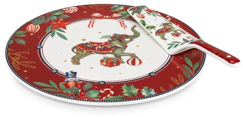 Fade Piatto torta, panettone natalizio in porcellana con paletta Danica D30 cm