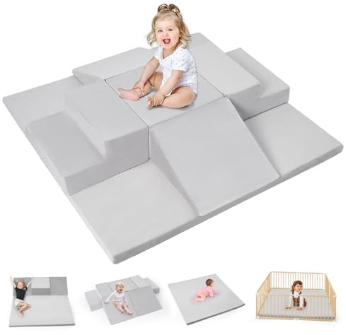 Rinnebbit 6‑Piece Foam Climbing Blocks for Toddler, Baby Climbing Toys
