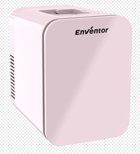 Enventor Mini Fridge 4 Litre/ 6 Can, AC+12V DC Power, Portable Cooler & Warmer for Bedrooms, Home, Car, Travel/Skincare, Cosmetics/Fruit and Drinks, Pink