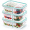 Mapille 3 Piezas Tupper cristal hermetico,1040ml Cajas Bento Calidad Alimentaria,con 2 Compartimentos y Tapa,Envases de Vidrio Herméticos,Apto para lavavajillas,Microondas y congelador