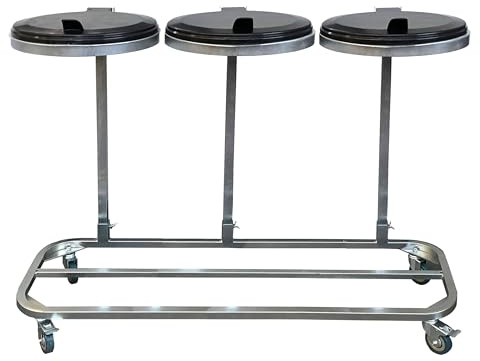 QUICK STAR Triple Müllsackständer mit Deckel und 4 Rollen | Metall Müllsackhalter 120 Liter | Stabiler Müllsack Ständer - Verzinkter Stahl | Müllbeutelhalter Gelber Sack 120L | Mobiler Abfallbehälter