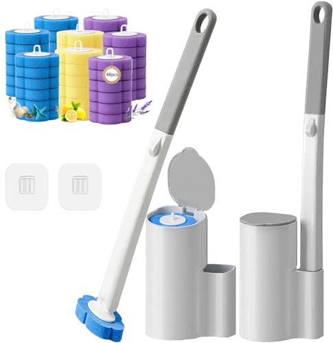 Disposable Toilet Brush 2 Pack with 48 Replacement Heads