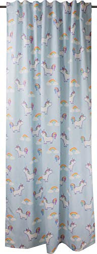 Leylas Wohnwelt Schlaufenschal Seitenschal mit verdeckter Schlaufe Deko Einhorn Weiß Blau Regenbogen 135x245 cm