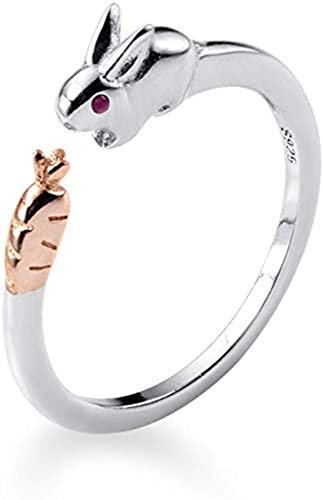 Niedlicher Kaninchen-Statement-Ring aus Sterlingsilber für Damen und Mädchen, verstellbar, offen, stapelbar, Ewigkeitsring, Finger, Verlobungsring, Hochzeitsring, Schmuck, Geschenke