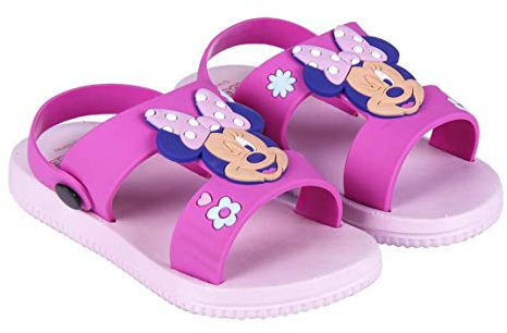 Sandalias de Playa de Minnie Mouse - Color Rosa - Talla 22/23 - Personaje 3D en el Frontal - Sandalias Infantiles Elaboradas en PVC - Producto Original Diseñado en España