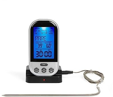 Livoo - Thermomètre pour barbecue GS68 – Jusqu'à 250°, préprogrammé, minuterie, 8 choix de viandes et poissons, écran LCD, sonde en acier inoxydable