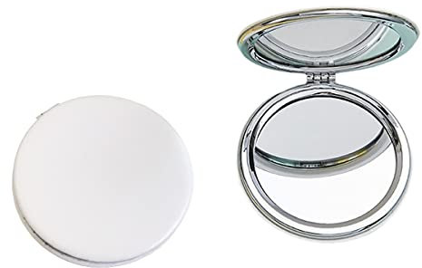 Zcooooool Runder Klappspiegel 6,7 cm,Schminkspiegel Professioneller doppelseitiger Schminkspiegel(eine Seite vergrößert,die andere Seite normal) PU-Oberflächenspiegel