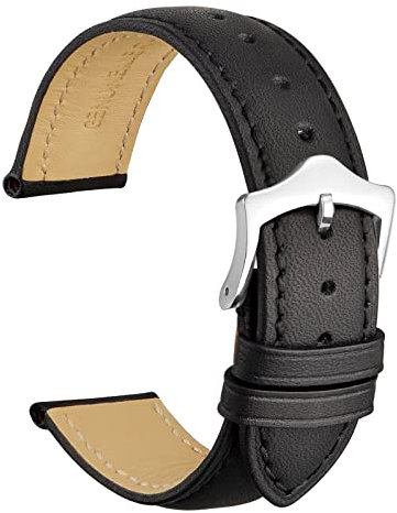 WOCCI 22mm Vintage Leder Uhrenarmband mit Konische Schnalle, Ersatz Armbanduhr (Schwarz)
