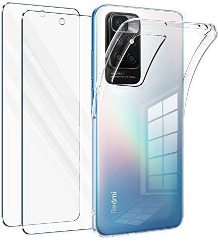 Vauki für Xiaomi Redmi 10/10 Prime Hülle mit Schutzfolie 2 Stück,Ultra Dünn Transparent Silikon Handyhülle und Displayschutzfolie,Slim Soft Stoßfeste Schutzhülle für Redmi 10 6.5