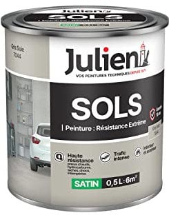 Julien Peinture Sols Extrême Intérieur et Extérieur - Chapes béton, ciment lissé, briques, asphalte, planchers et parquets - Gris Soie 0,5 L
